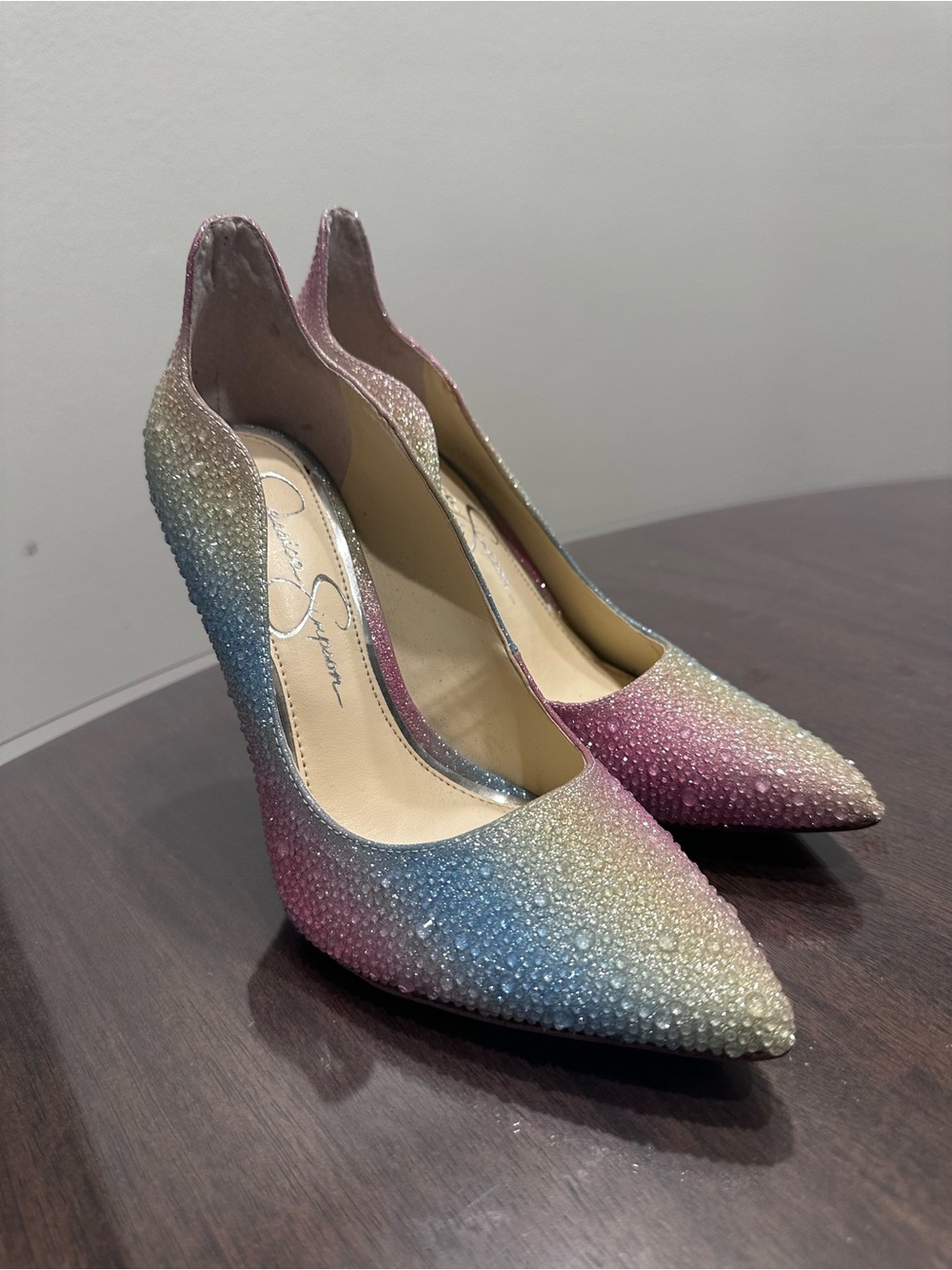 Jessica Simpson Gradient Rainbow Crystal Pointed Toe Pumps